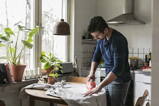 kitchen table as ironing board alternative